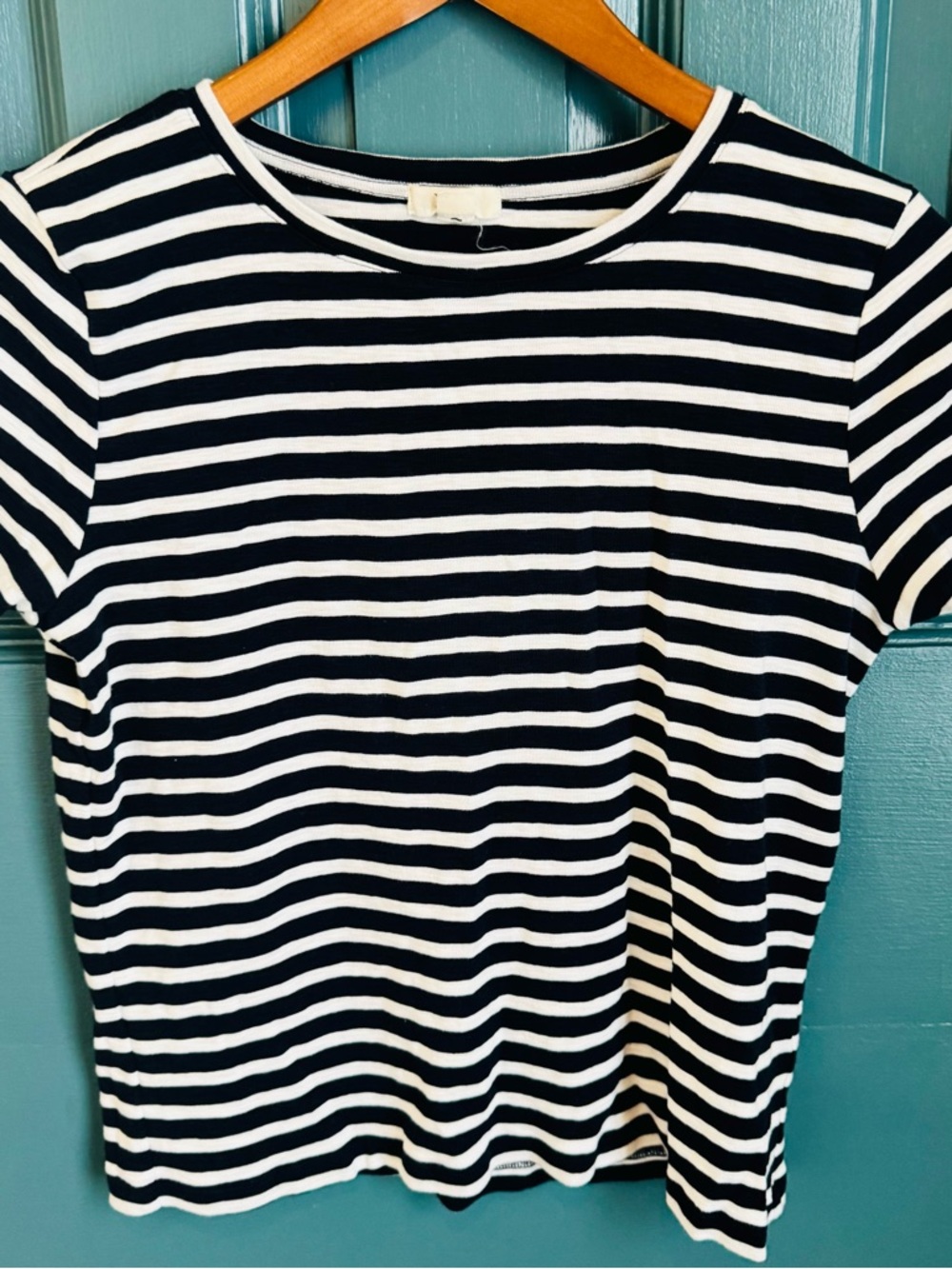 NIC+ZOE Black & White Striped Short Sleeve Tee
